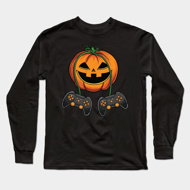 Video Gamer Jackolantern Halloween Costume Long Sleeve T-Shirt by HCMGift